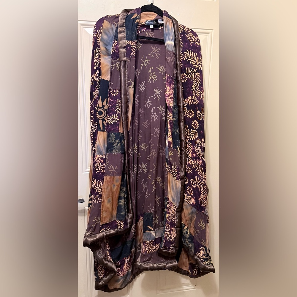 Lotus Traders Rayon Patchwork Batik Duster With S… - image 1